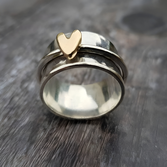 Gold Plated Heart Ring in Silver