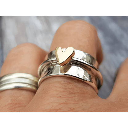 Gold Plated Heart Ring in Silver