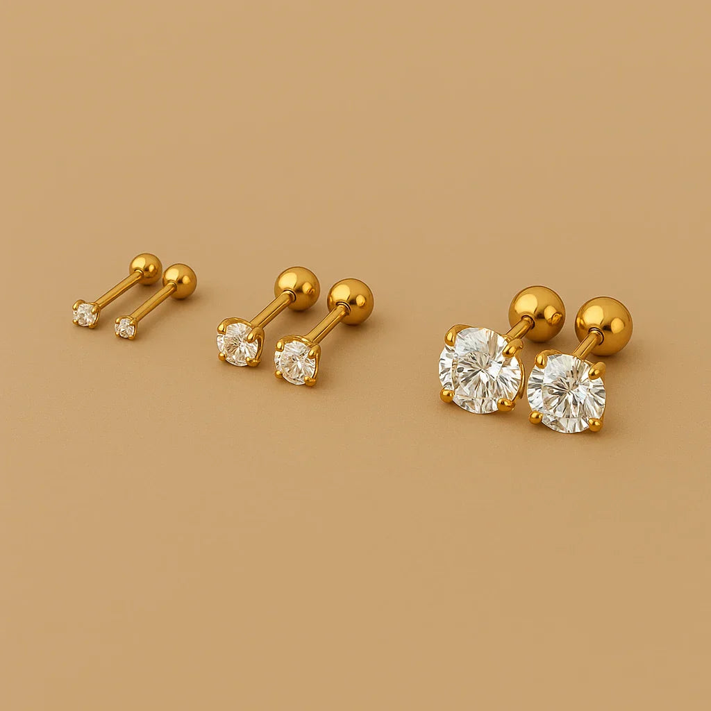 Set of 3 pairs of elegant earrings