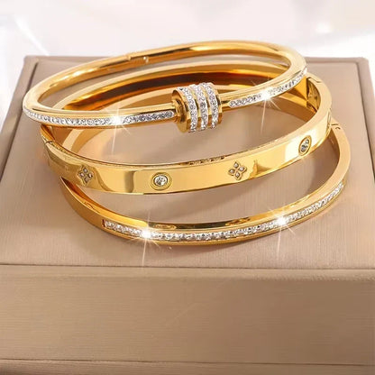Elise | Set of 3 Stylish Temperament Bracelets in Stainless Steel