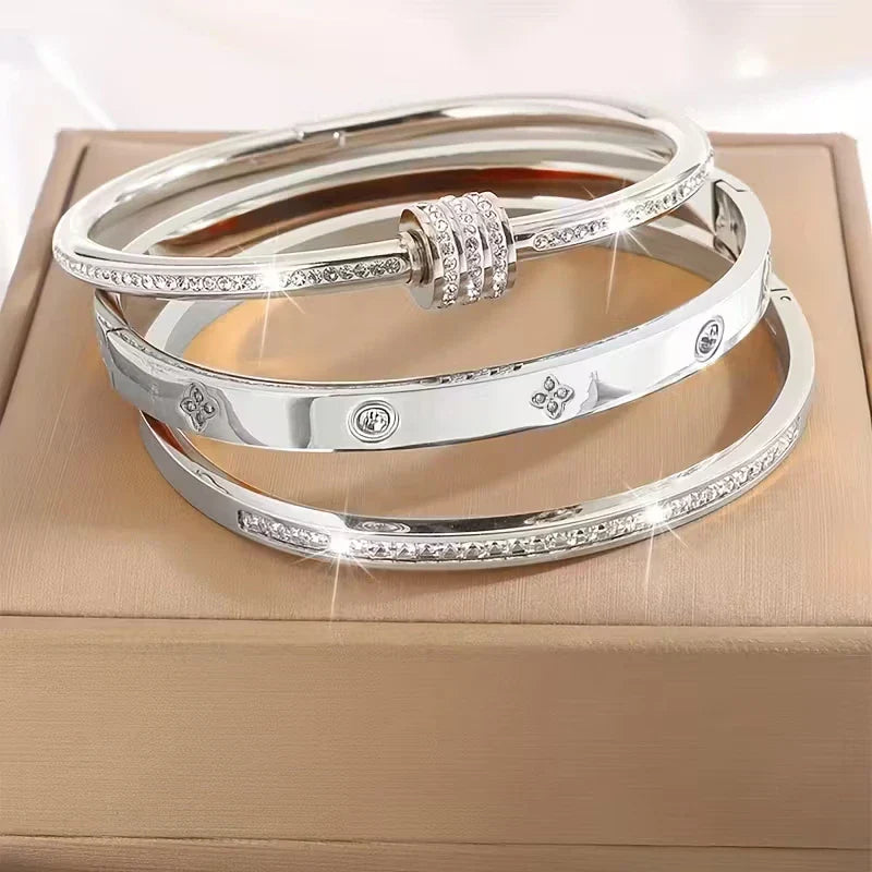 Elise | Set of 3 Stylish Temperament Bracelets in Stainless Steel