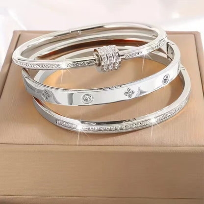 Elise | Set of 3 Stylish Temperament Bracelets in Stainless Steel