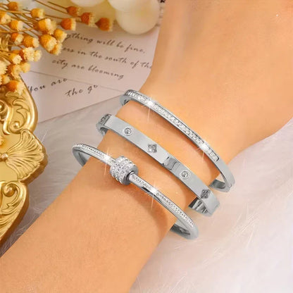 Elise | Set of 3 Stylish Temperament Bracelets in Stainless Steel