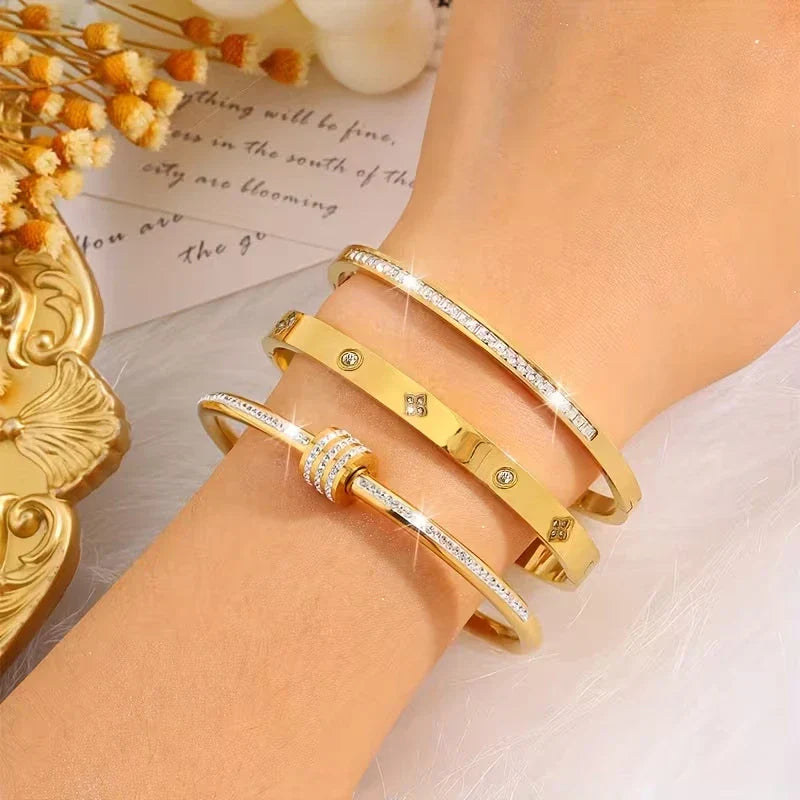 Elise | Set of 3 Stylish Temperament Bracelets in Stainless Steel