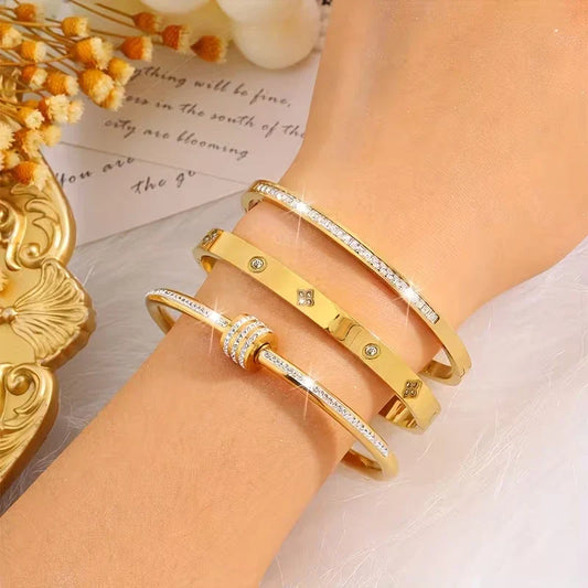 Elise | Set of 3 Stylish Temperament Bracelets in Stainless Steel